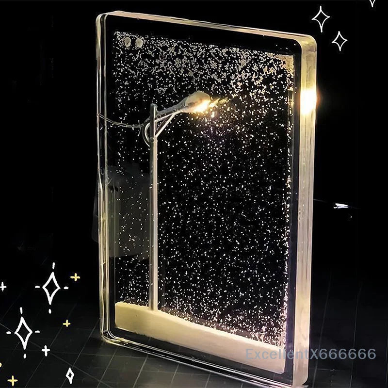 Świecąca Lampka Nocna z Motywem Śnieżnego Krajobrazu